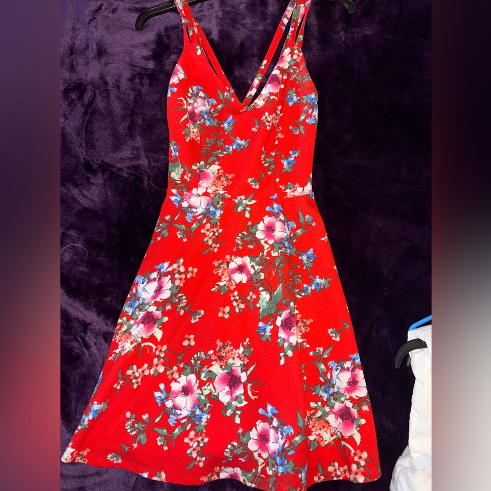 Trixxi Red Midi Sundress with V-Neckline and Sleeveless Design